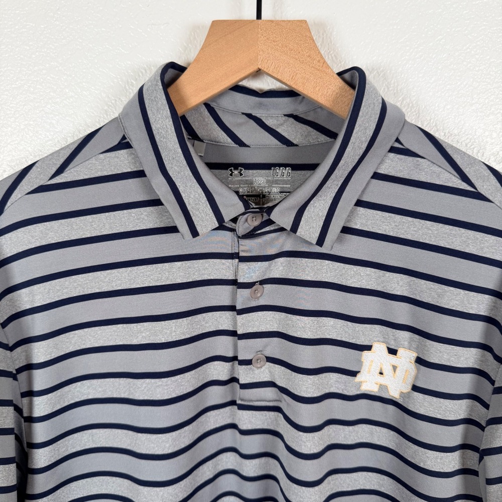 Under Armour Notre Dame Fighting Irish HeatGear Polo Mens Large Gray UM0507